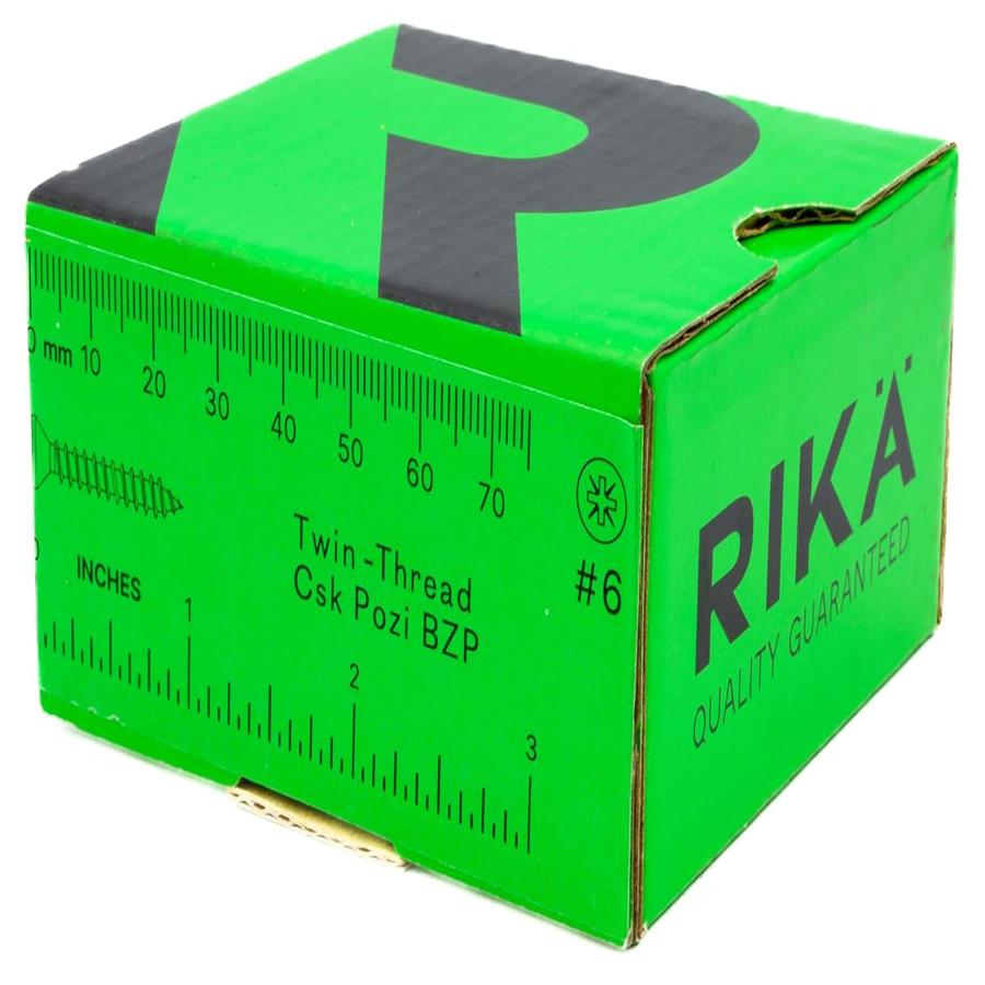 RIKÄ TWSR008 Woodscrew Twin-Thread CSK BZP 6 x 1in 200pk
